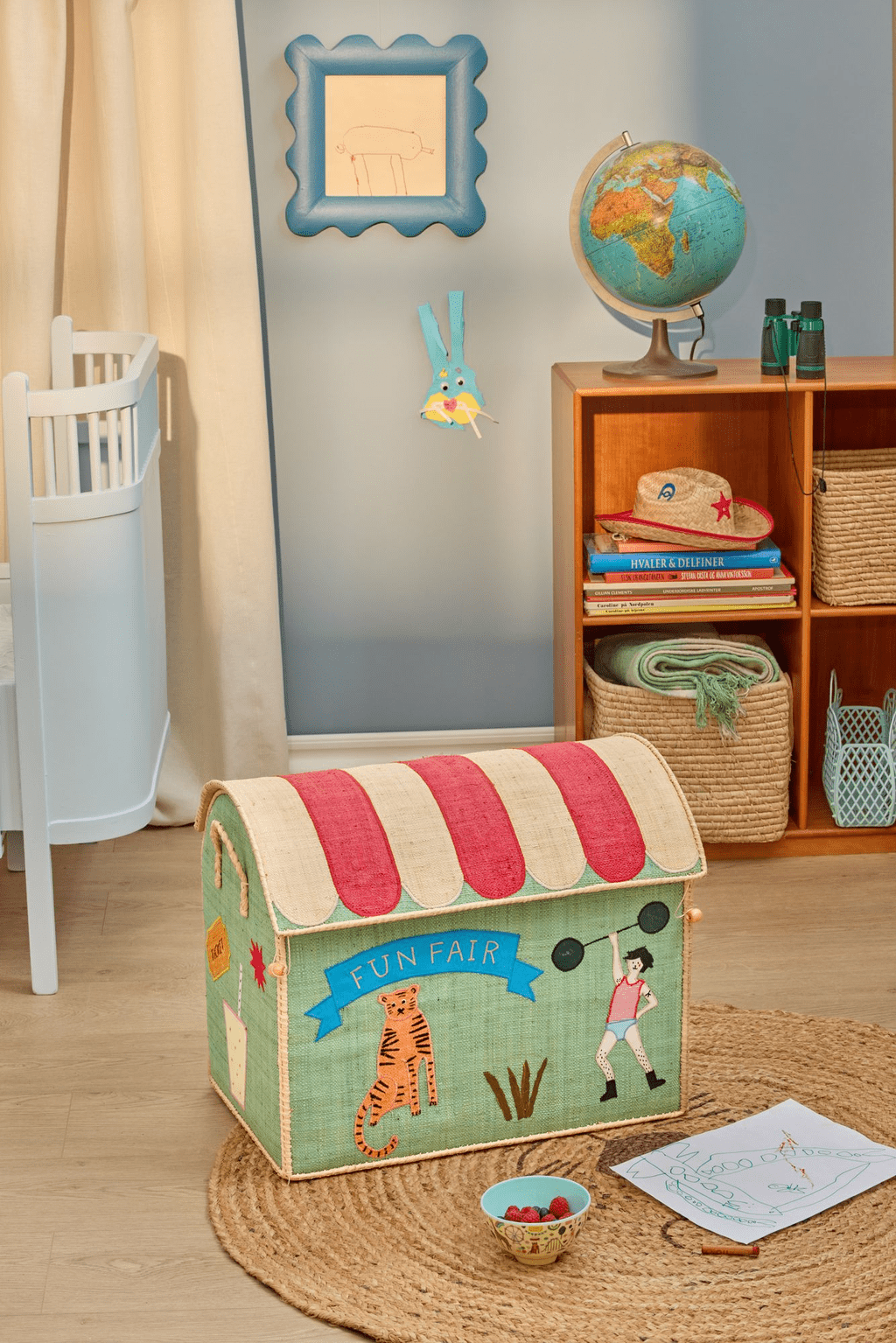 Panier de rangement - Thème Fête foraine - Menthe - Grand - Rice - CloverLiving.Com
