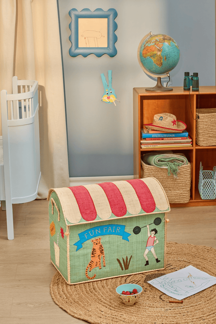 Panier de rangement - Thème Fête foraine - Menthe - Grand - Rice - CloverLiving.Com