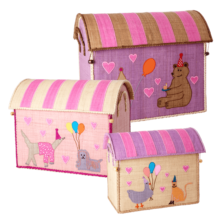 Panier de rangement - Thème Party Animal - Lilas - Grand - Rice - CloverLiving.Com