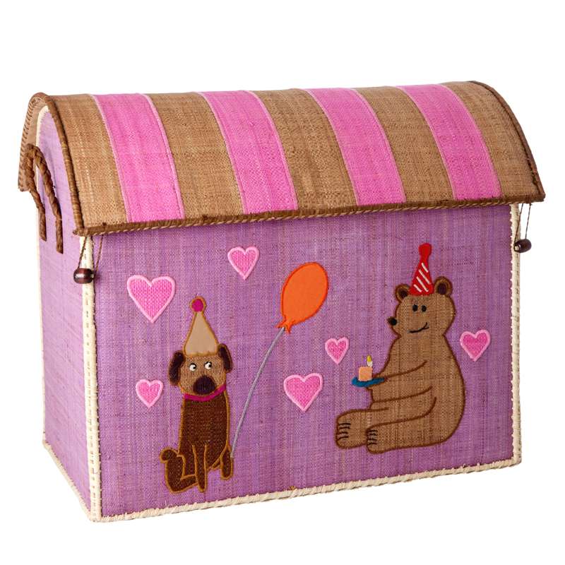 Panier de rangement - Thème Party Animal - Lilas - Grand - Rice - CloverLiving.Com