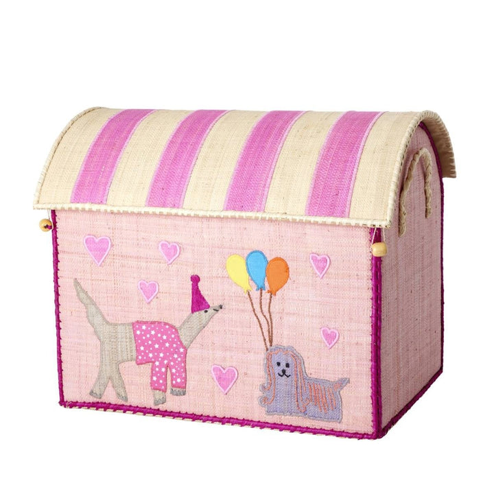 Panier de rangement - Thème Party Animal - Rose - Moyen - Rice - CloverLiving.Com