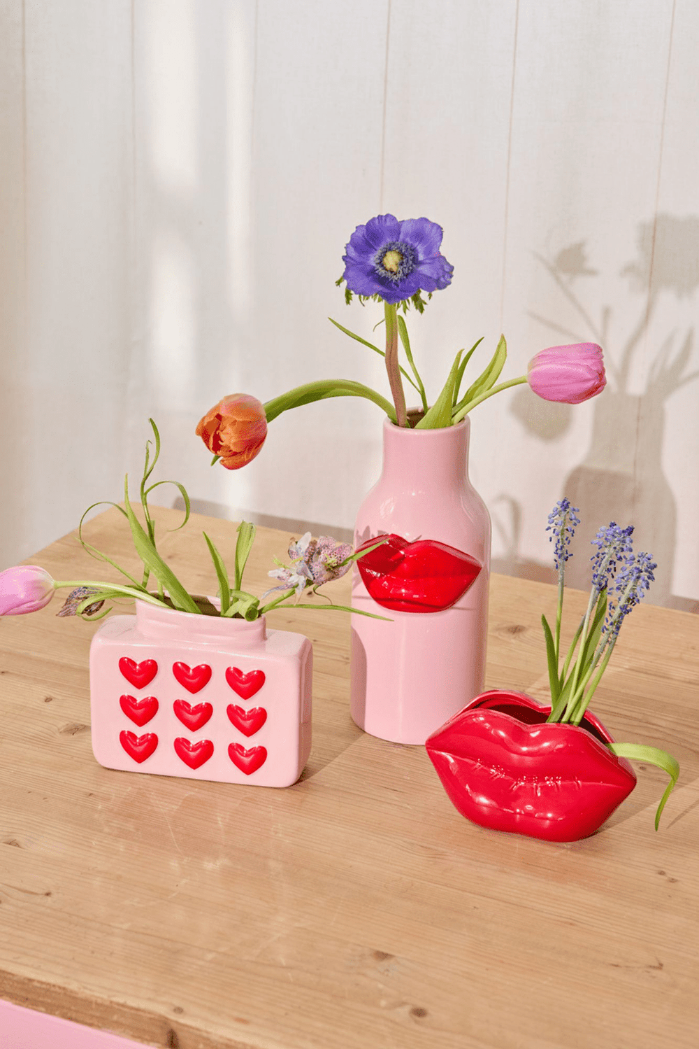 Vase – Lèvres – Rouge - Rice - CloverLiving.Com